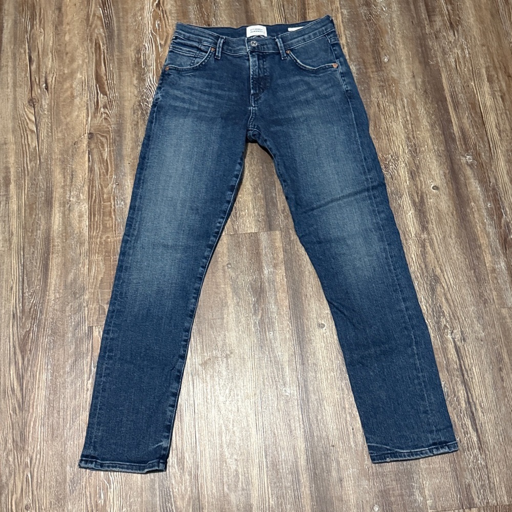 Citizens of Humanity Elsa Jeans Women's 24 Mid Rise Slim Fit Crop Dark Denim